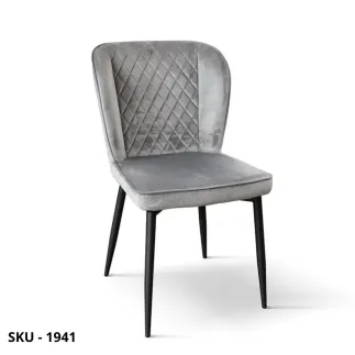 Set di 4 Sedie In Velluto Imbottite, Beige, Azzurro, Verde, Grigio - Stile Moderno - Contemporaneo