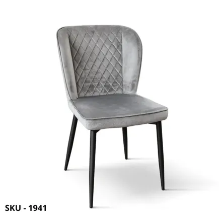 Set di 4 Sedie In Velluto Imbottite, Beige, Azzurro, Verde, Grigio - Stile Moderno - Contemporaneo