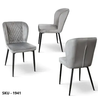 Set di 4 Sedie In Velluto Imbottite, Beige, Azzurro, Verde, Grigio - Stile Moderno - Contemporaneo