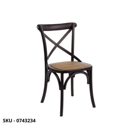 Sedia Cross Vintage In Legno Di Olmo E Rattan, in Vari Colori - Stile Moderno - Contemporaneo - Made in Italy –  50.5x52x87h cm