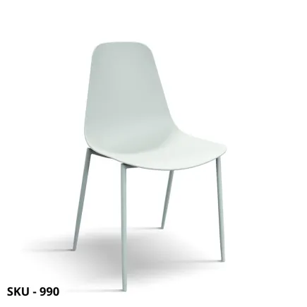 Set di 4 Sedie in Polipropilene con Gambe in Metallo Verniciato, Bianco, Arancione, Tortora e Grigio – Stile Moderno