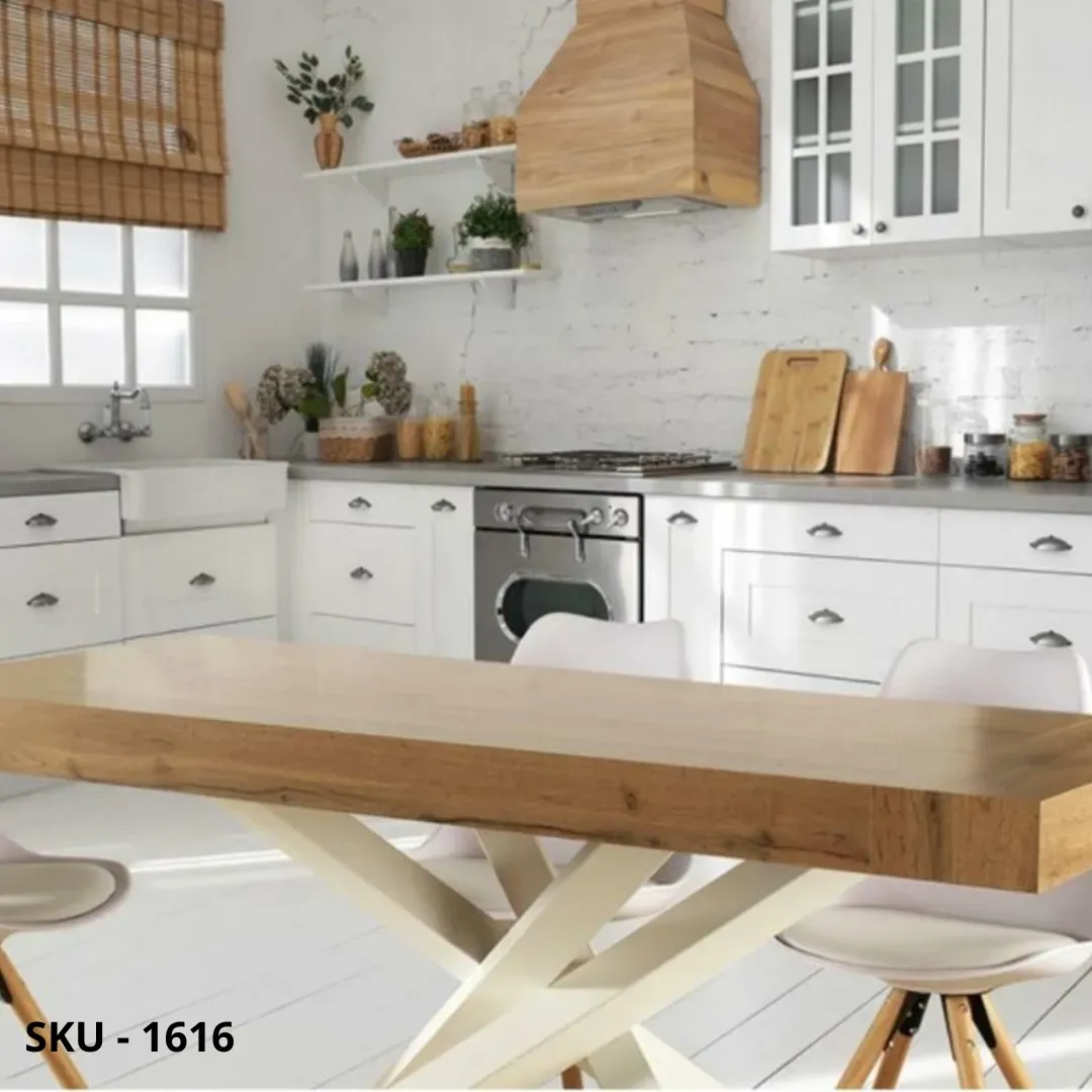 marca-design-shop-stile-moderno-stile-contemporaneo-Tavolo allungabile in rovere nodato con 2 allunghe e gambe in metallo