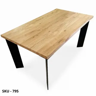 Tavolo fisso in rovere impiallacciato con gambe in ferro – Stile Moderno - Contemporaneo – Made in Italy