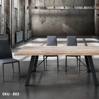 marca-design-shop-stile-moderno-stile-contemporaneo-Tavolo fisso in massello nodo aperto rovere naturale spazzolato