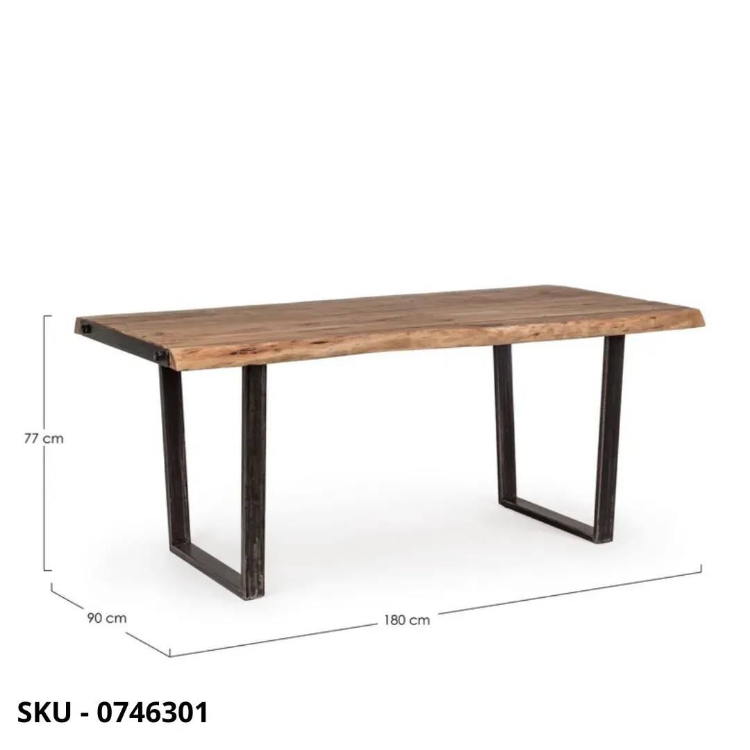 marca-design-shop-stile-moderno-stile-contemporaneo- Tavolo Fisso Elmer, piano in Legno d'Acaciaa