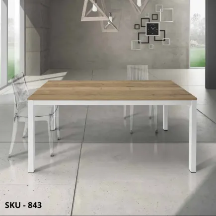 marca-design-shop-stile-moderno-stile-contemporaneo-Tavolo Allungabile Nobilitato Rovere con Struttura bianca Shabby chic