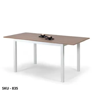 Tavolo Allungabile, piano nobilitato Rovere, Struttura In Metallo bianca - Stile Moderno - Contemporaneo – Made in Italy