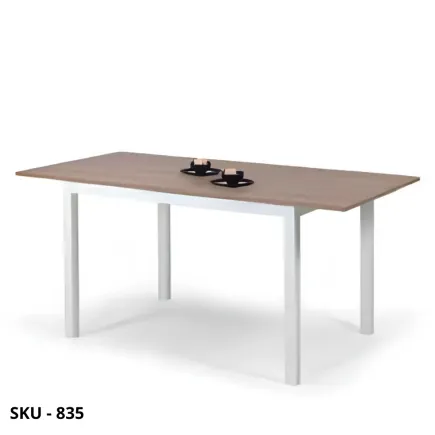 Tavolo Allungabile, piano nobilitato Rovere, Struttura In Metallo bianca - Stile Moderno - Contemporaneo – Made in Italy