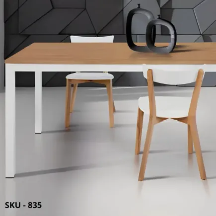 marca-design-shop-stile-moderno-stile-contemporaneo-Tavolo Allungabile, piano nobilitato Rovere, Struttura In Metallo bianca