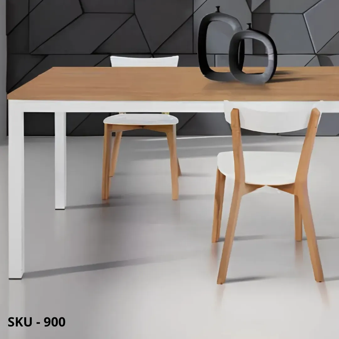 marca-design-shop-stile-moderno-stile-contemporaneo-Tavolo Allungabile, piano nobilitato Rovere, Struttura In Metallo bianca