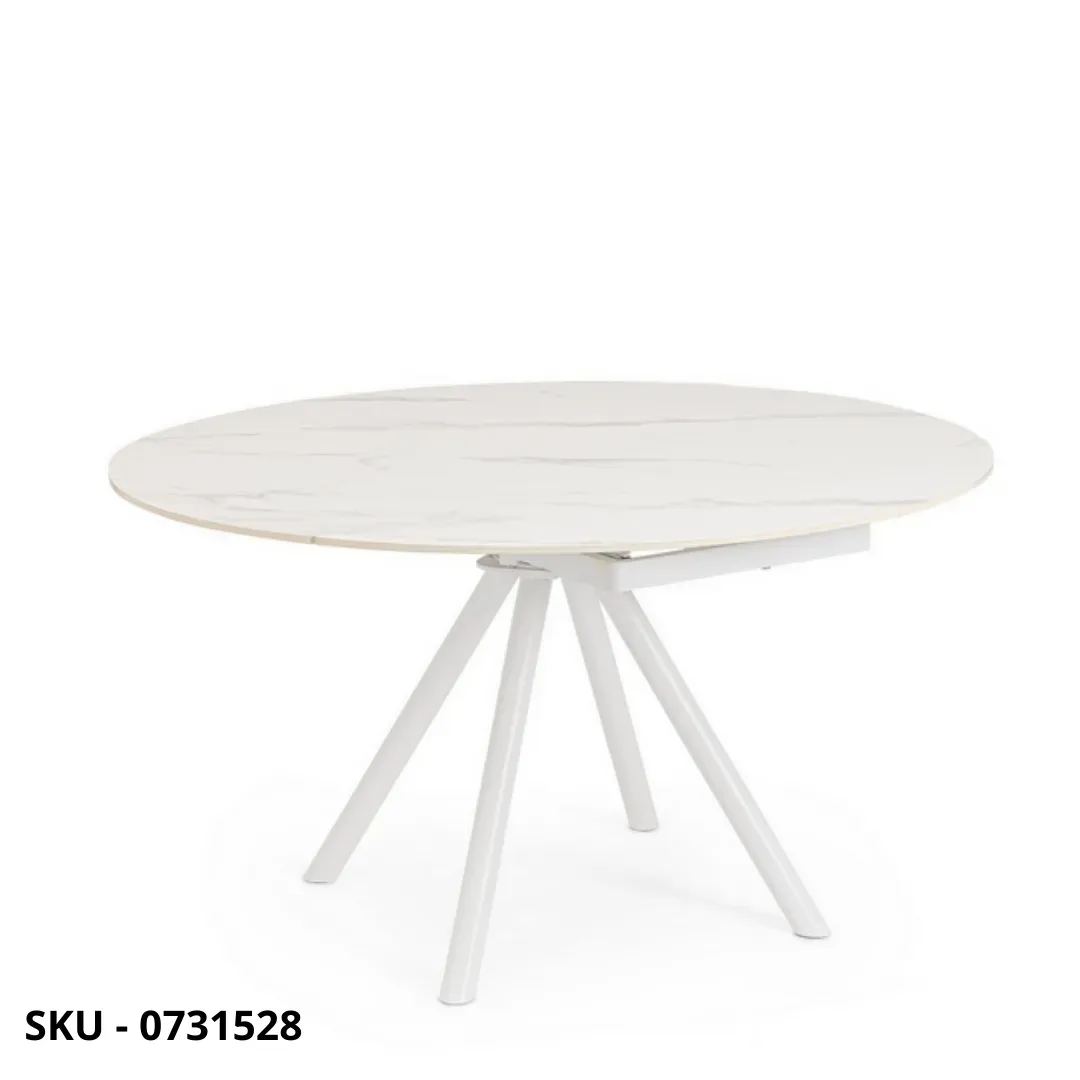 marca-design-shop-stile-moderno-stile-contemporaneo-Tavolo Allungabile Rotondo Rauni con Piano in Gres Effetto Marmo