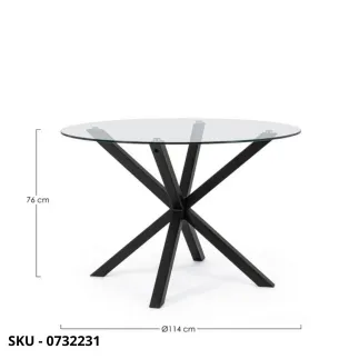 Tavolo May rotondo o rettangolare in Acciaio cromato, nero, bianco, effetto legno e Piano in Vetro – Stile Moderno