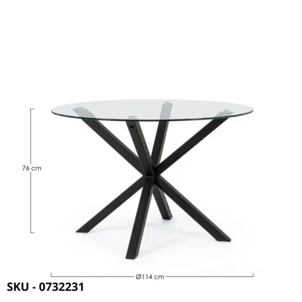 Tavolo May rotondo o rettangolare in Acciaio cromato, nero, bianco, effetto legno e Piano in Vetro – Stile Moderno