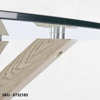 Tavolo May rotondo o rettangolare in Acciaio cromato, nero, bianco, effetto legno e Piano in Vetro – Stile Moderno