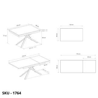 Tavolo Allungabile in Metallo con Piano Nobilitato Effetto Marmo Statuario – Stile Moderno – Contemporaneo – Made in Italy