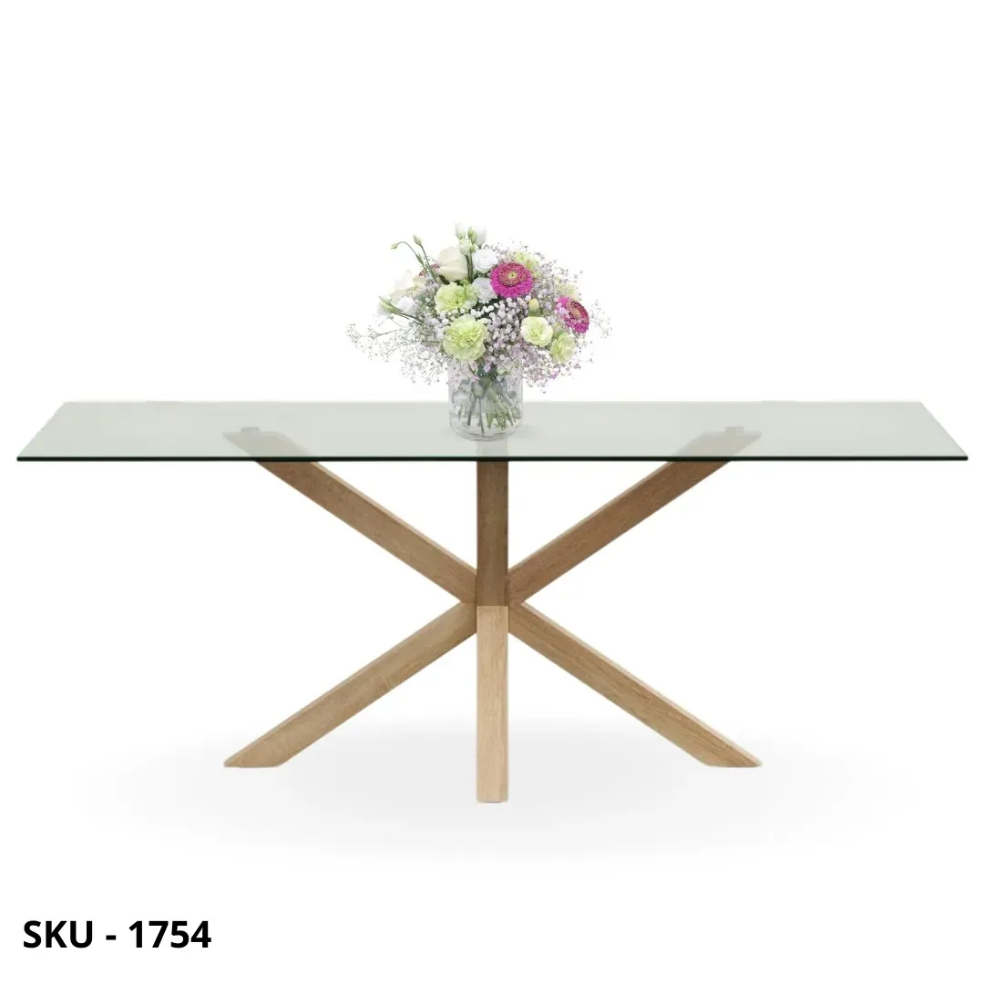 marca-design-shop-stile-moderno-stile-contemporaneo-Tavolo fisso in Vetro temperato con Base in Legno di rovere