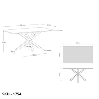 Tavolo fisso in Vetro temperato con Base in Legno di rovere – Stile Moderno – Contemporaneo – Made in Italy – 160×90×76 cm