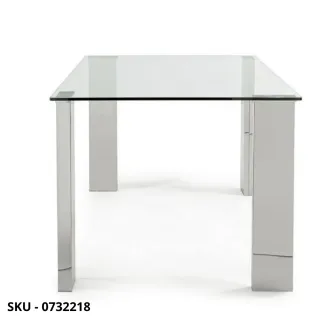 Tavolo New Arley in MDF con Lamina in Acciaio Lucido e Piano in Vetro Temperato – Stile Moderno – Contemporaneo – Made in Italy