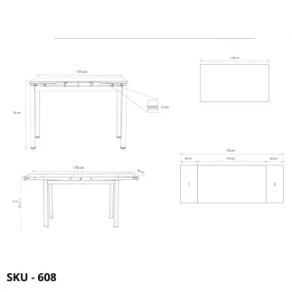Tavolo allungabile rettangolare con struttura in Acciaio Verniciato Bianco o Grigio e Piano in Vetro Acidato – Stile Moderno