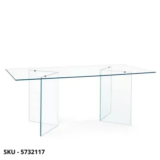 Tavolo fisso rettangolare Iride in Vetro Temperato – Stile Moderno – Contemporaneo – Made in Italy – 180x90x75 cm