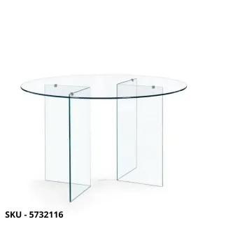 Tavolo Rotondo Iride con Gambe in Vetro e Piano in Vetro Temperato – Stile Moderno – Contemporaneo – Made in Italy – Ø130×75 cm