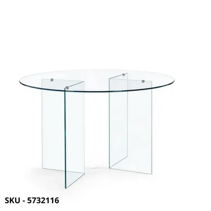 Tavolo Rotondo Iride con Gambe in Vetro e Piano in Vetro Temperato – Stile Moderno – Contemporaneo – Made in Italy – Ø130×75 cm