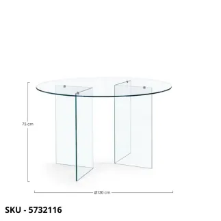 Tavolo Rotondo Iride con Gambe in Vetro e Piano in Vetro Temperato – Stile Moderno – Contemporaneo – Made in Italy – Ø130×75 cm