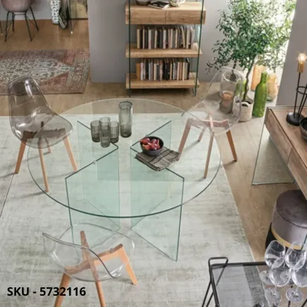 marca-design-shop-stile-moderno-stile-contemporaneo-Tavolo Rotondo Iride con Gambe in Vetro e Piano in Vetro Temperato