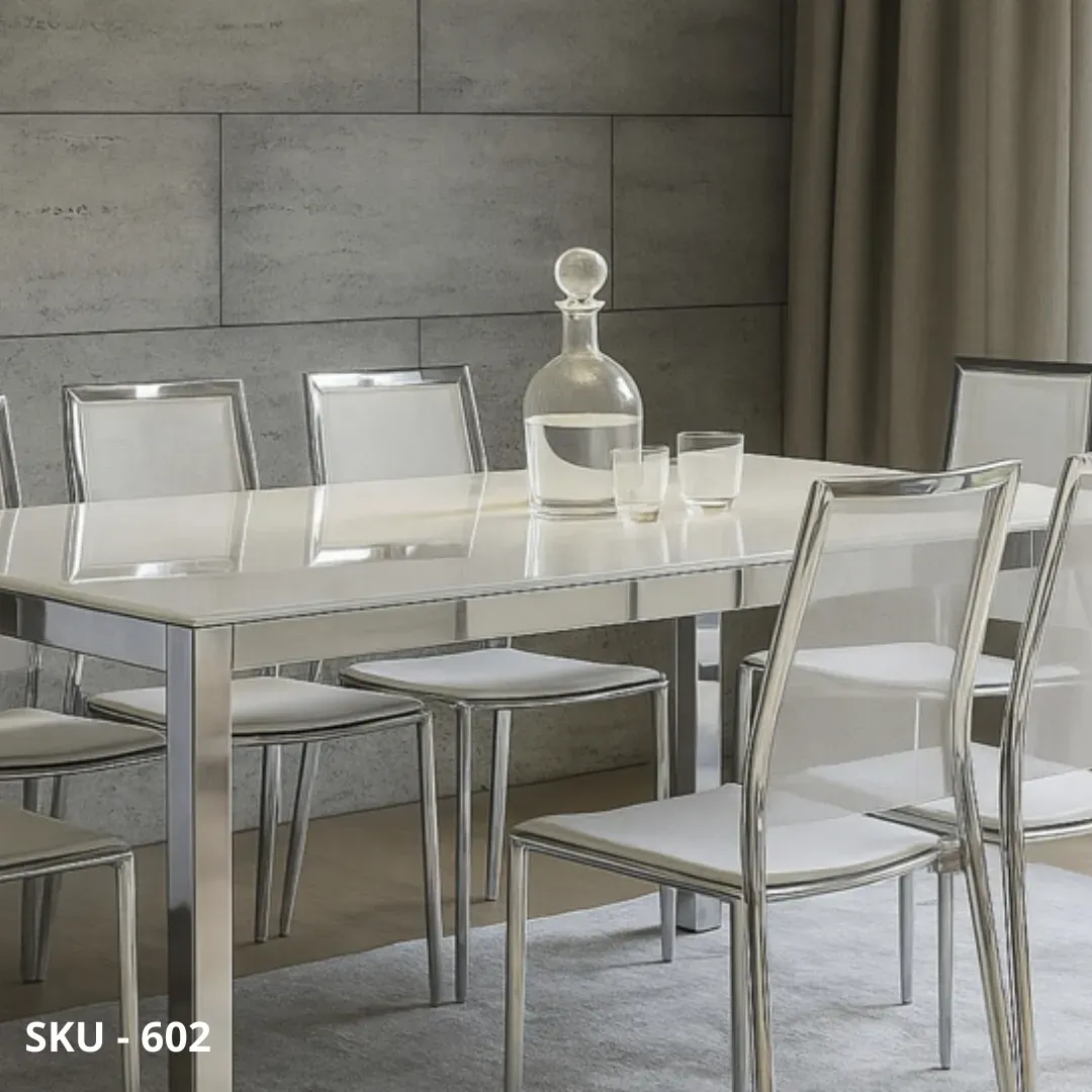 marca-design-shop-stile-moderno-stile-contemporaneo-Tavolo Allungabile con Piano in Vetro e Struttura in Acciaio