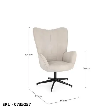 Poltrona Relax Inas con Struttura In Acciaio, Girevole, Imbottitura In Schiuma, Rivestimento beige, verde e grigio