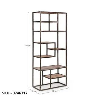 Libreria Elmer con Struttura in Acciaio Verniciato e Ripiani in Legno di Acacia – Stile Moderno – Contemporaneo