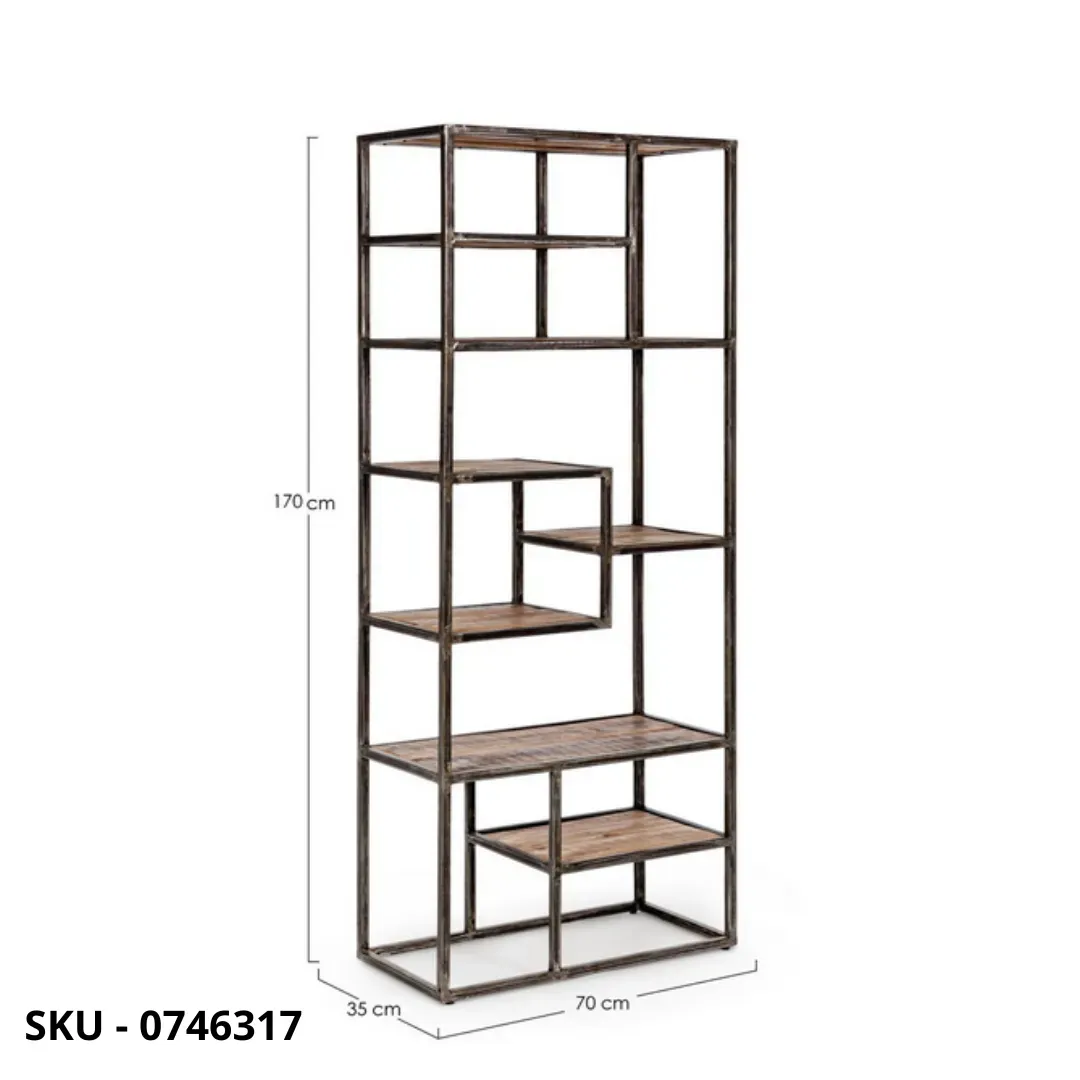 marca-design-shop-stile-moderno-stile-contemporaneo- Libreria Elmer con Struttura in Acciaio Verniciato e Ripiani