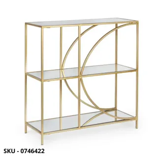 marca-design-shop-stile-moderno-stile-contemporaneo - Libreria Elenor bassa con Ripiani in Vetro e Struttura in Acciaio