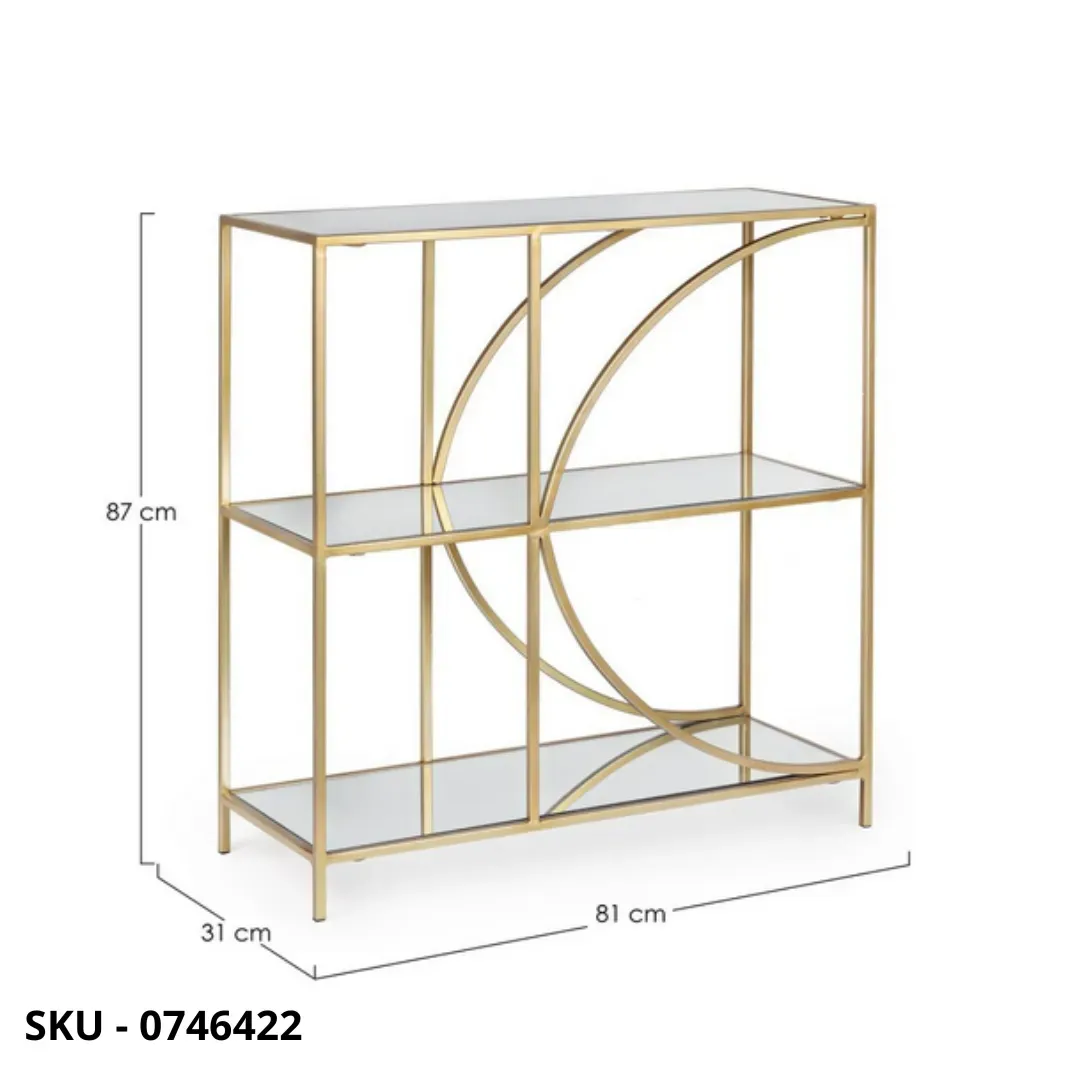 marca-design-shop-stile-moderno-stile-contemporaneo -  Libreria Elenor bassa con Ripiani in Vetro e Struttura in Acciaio