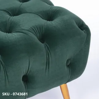 Panca Capitonné Giacinta in Velluto con Gambe in Acciaio, Verde o Rosa, Struttura in MDFe compensato - Stile Moderno