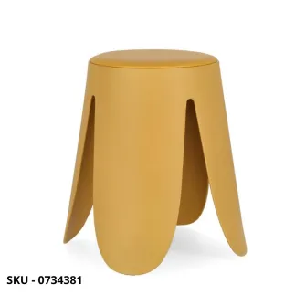 Set di 4 Sgabelli Pouf Imogen in Polipropilene e seduta in Similpelle, Beige, Nero, Ottanio, Senape, Terracotta – Stile Moderno