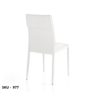 Set di 4 Sedie in Ecopelle, Bianco, Tortora e Grigio con Struttura in Metallo  – Stile Moderno - Contemporaneo – Made in Italy