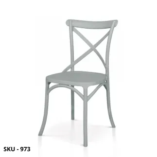 Set di 2 Sedie in Polipropilene con Schienale a Croce, Bianco, Nero, Grigio – Stile Moderno