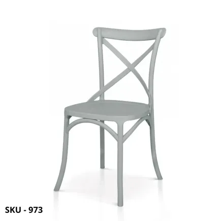 Set di 2 Sedie in Polipropilene con Schienale a Croce, Bianco, Nero, Grigio – Stile Moderno