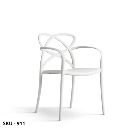 Set di 4 Sedie Impilabili con Braccioli in Polipropilene - Bianco, Verde Avocado, Grigio Caldo - Stile Moderno