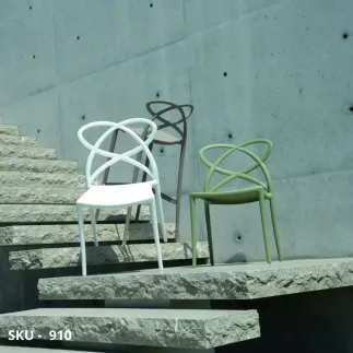 Set di 4 Sedie Impilabili in Polipropilene, Bianco, Verde, Grigio Caldo – Stile Moderno – Contemporaneo – Made in Italy