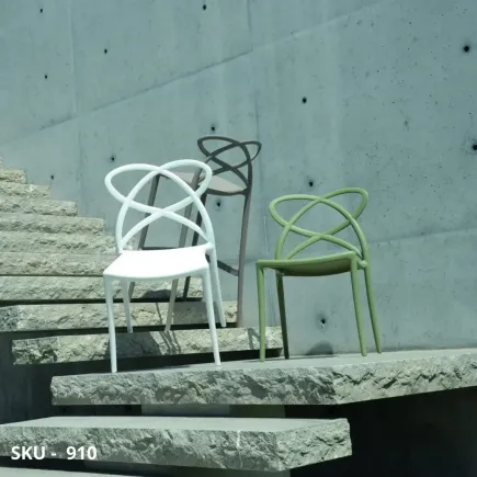 Set di 4 Sedie Impilabili in Polipropilene, Bianco, Verde, Grigio Caldo – Stile Moderno – Contemporaneo – Made in Italy