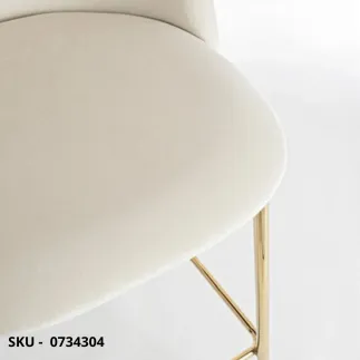 Set di 2 Sgabelli Fissi Carry con Gambe Dorate in Acciaio e Rivestimento in Velluto , Bianco, Rosa, Grigio Scuro