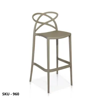 Set di 4 Sgabelli Impilabili in Polipropilene con Schienale di Design, Bianco, Nero, Tortora  – Stile Moderno