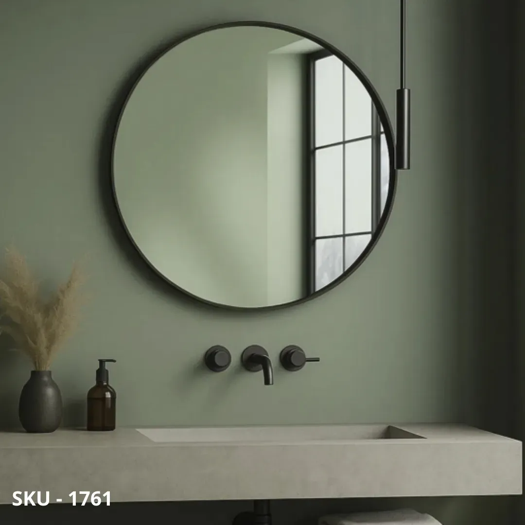 marca-design-shop-stile-moderno-stile-contemporaneo-Specchio da Parete Rotondo con Cornice in Metallo Fumé