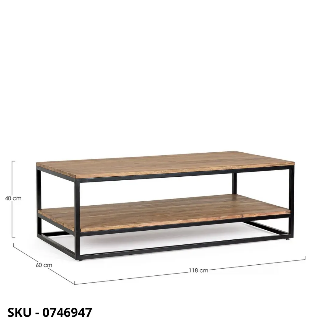 marca-design-shop-stile-moderno-stile-contemporaneo- Tavolino Nartan in Acciaio Verniciato e Legno Sheesham