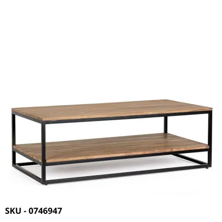 Tavolino Nartan in Acciaio Verniciato e Legno Sheesham - Stile Moderno – Contemporaneo – Made in Italy