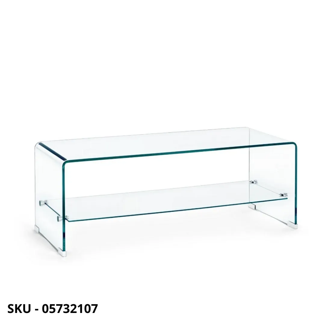 marca-design-shop-stile-moderno-stile-contemporaneo- Tavolino Iride a 2 Piani in Vetro Non Temperato e Mensola in Vetro