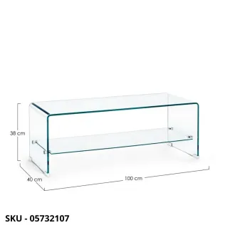 Tavolino Iride a 2 Piani in Vetro Non Temperato e Mensola in Vetro Temperato - Stile Moderno – Contemporaneo – Made in Italy