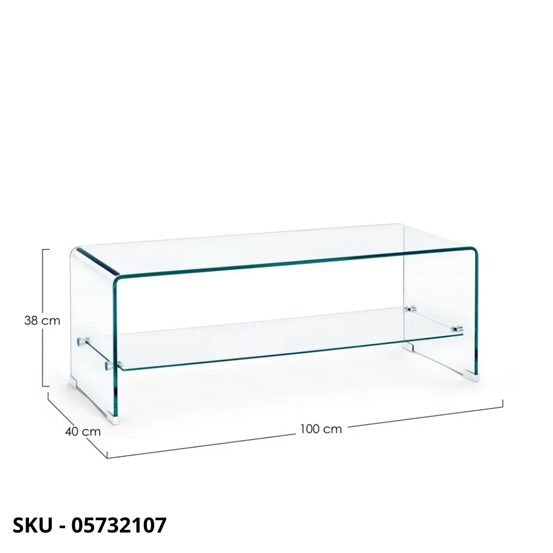 marca-design-shop-stile-moderno-stile-contemporaneo- Tavolino Iride a 2 Piani in Vetro Non Temperato e Mensola in Vetro